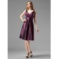 A-Line/Princess V-neck Knee-Length Taffeta Bridesmaid Dress With Ruffle (007004123) A-Line/Princess V-neck Knee-Length Taffeta Bridesmaid Dress With Ruffle (007004123)