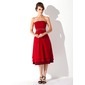 A-Line/Princess Strapless Knee-Length Chiffon  Charmeuse Maternity Bridesmaid Dresses With Ruffle (045004379)