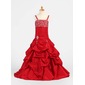 A-Line/Princess Sweep Train Taffeta Flower Girl Dress With Ruffle Beading (010005876)