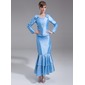 Sheath Scoop Neck Ankle-Length Taffeta Bridesmaid Dress With Lace Beading (007002109)