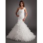 Mermaid One-Shoulder Court Train Organza Wedding Dress With Ruffle (002012756)