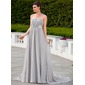 Empire Strapless Court Train Chiffon Charmeuse Evening Dress With Ruffle Beading (018024585)