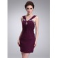 Sheath V-neck Short/Mini Chiffon Cocktail Dress With Ruffle Beading (016008575) Sheath V-neck Short/Mini Chiffon Cocktail Dress With Ruffle Beading (016008575)