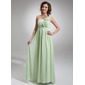 Empire One-Shoulder Floor-Length Chiffon Holiday Dress With Ruffle Flower(s) (020016722) Empire One-Shoulder Floor-Length Chiffon Holiday Dress With Ruffle Flower(s) (020016722)