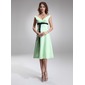 Empire Off-the-Shoulder Knee-Length Satin Bridesmaid Dress With Ruffle Sash (007001474)