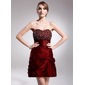 A-Line/Princess Sweetheart Short/Mini Taffeta Cocktail Dress With Ruffle Beading Sequins (016021148)