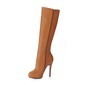 Leatherette Stiletto Heel Closed Toe Platform Knee High Boots (088017139)