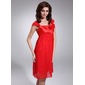 Empire Square Neckline Knee-Length Chiffon Charmeuse Bridesmaid Dress With Flower(s) (022011116) Empire Square Neckline Knee-Length Chiffon Charmeuse Bridesmaid Dress With Flower(s) (022011116)