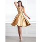 A-Line/Princess Halter Knee-Length Charmeuse Homecoming Dress With Ruffle Beading (022020614) A-Line/Princess Halter Knee-Length Charmeuse Homecoming Dress With Ruffle Beading (022020614)
