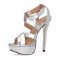 Patent Leather Stiletto Heel Platform Slingbacks Sandals With Buckle (087015276)