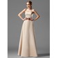 A-Line/Princess Strapless Floor-Length Satin Bridesmaid Dress With Sash (007004115)
