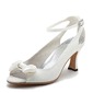 Satin Kitten Heel Peep Toe Slingbacks Pumps Wedding Shoes With Bowknot Buckle (047011046)