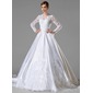 Ball-Gown V-neck Cathedral Train Satin Wedding Dress With Ruffle Lace (002004745) Ball-Gown V-neck Cathedral Train Satin Wedding Dress With Ruffle Lace (002004745)