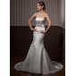 Mermaid Sweetheart Court Train Satin Wedding Dress With Sashes Beadwork (002001174)