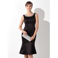 Sheath Scoop Neck Knee-Length Satin Mother of the Bride Dress With Beading (008015138)