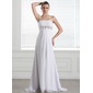 Glamorous Empire Sweetheart Chapel Train Chiffon  Charmeuse Holiday Dresses with Ruffle  Beading (020003299)