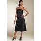 New Style A-Line/Princess Strapless Tea-Length Satin With Ruffle (043004245)