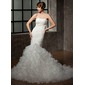 Mermaid Sweetheart Court Train Organza Wedding Dress With Ruffle Lace Beadwork (002000591)