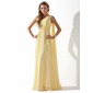 A-Line/Princess One-Shoulder Floor-Length Chiffon Holiday Dress With Ruffle Beading (020013793)