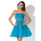 A-Line/Princess Sweetheart Short/Mini Organza Homecoming Dress With Ruffle Sequins (022020905) A-Line/Princess Sweetheart Short/Mini Organza Homecoming Dress With Ruffle Sequins (022020905)