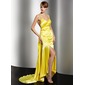Sheath V-neck Watteau Train Charmeuse Evening Dress With Ruffle Beading Appliques Sequins (017014579) Sheath V-neck Watteau Train Charmeuse Evening Dress With Ruffle Beading Appliques Sequins (017014579)