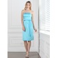 Brilliant Sheath Strapless Knee-Length Satin Bridesmaid Dress with Sash (007001797)