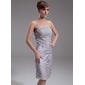Sheath Scalloped Neck Knee-Length Charmeuse Cocktail Dress With Ruffle Lace Beading (016005853)