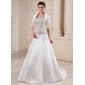 A-Line/Princess Sweetheart Court Train Satin Wedding Dress With Embroidery Beadwork Sequins (002012599)