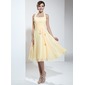 A-Line/Princess Halter Tea-Length Chiffon Homecoming Dress With Ruffle (022003360)