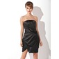 Sheath Strapless Knee-Length Charmeuse Homecoming Dress With Ruffle (022009439) Sheath Strapless Knee-Length Charmeuse Homecoming Dress With Ruffle (022009439)