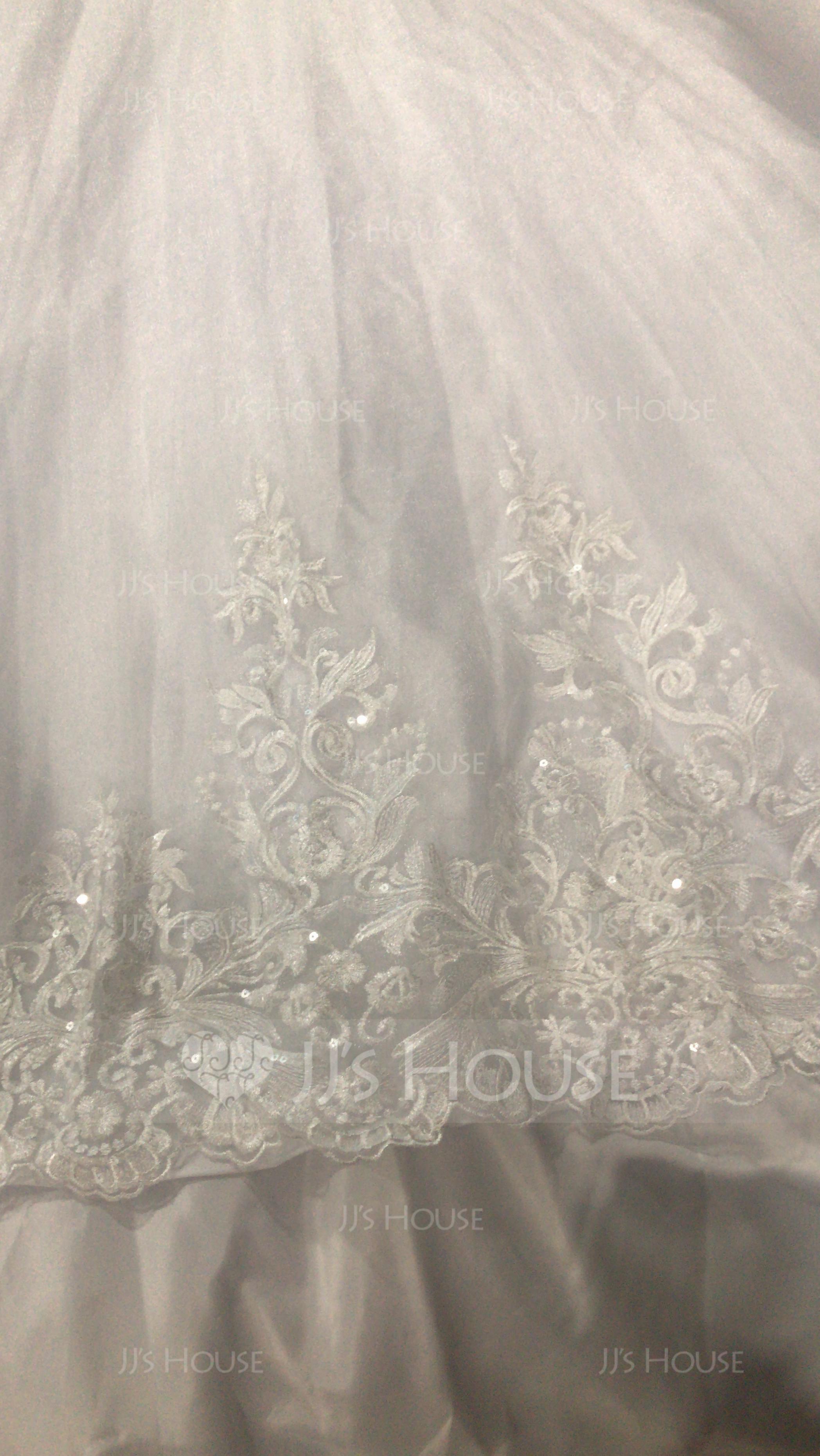 Duchesse-Linie Schatz Hof-schleppe Tüll Spitze Brautkleid mit Perlstickerei (002134390)