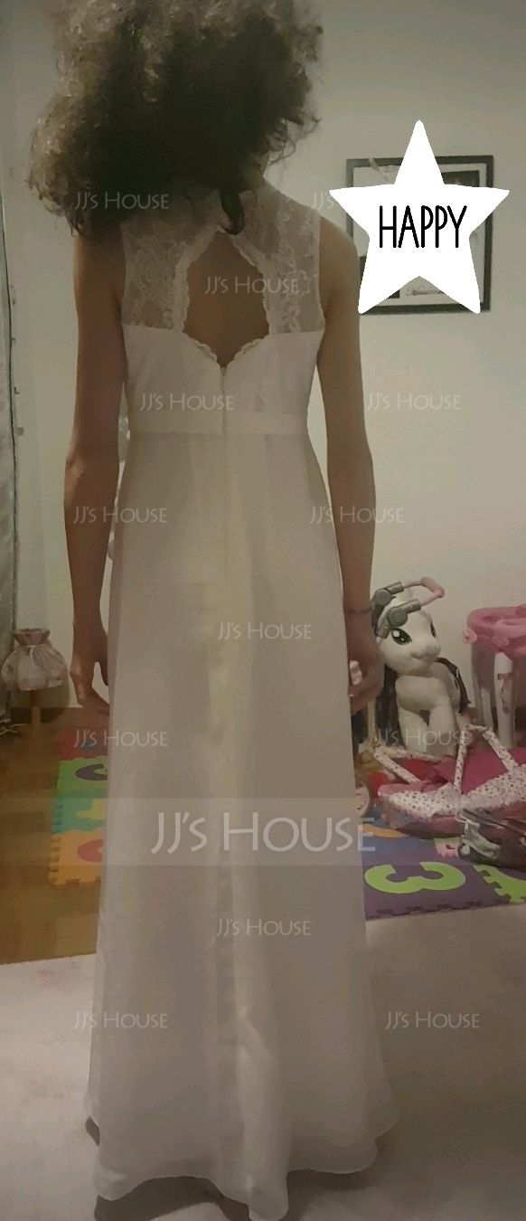 Forme Princesse Longueur ras du sol Robes à Fleurs pour Filles - Mousseline/Dentelle Sans manches Col rond avec À ruban(s) (010136599)